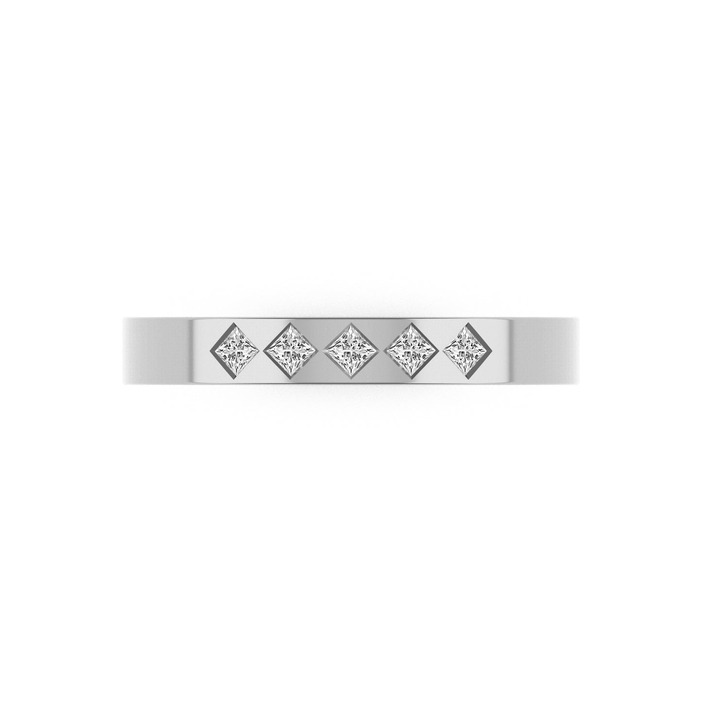 14K White Gold Five Stone Princess Cut Diamond Band