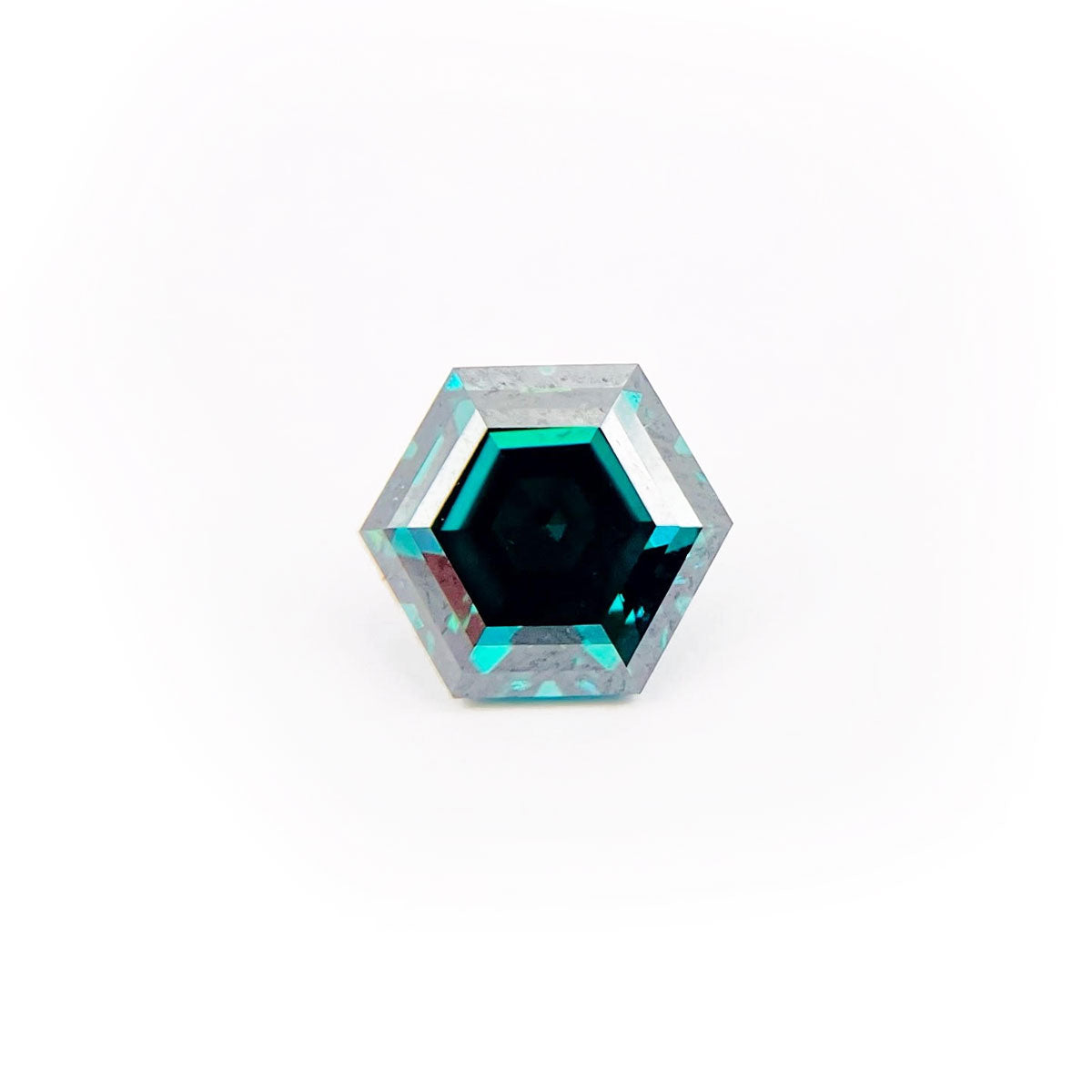 Hexagon Cut Teal Green Moissanite for Custom Work