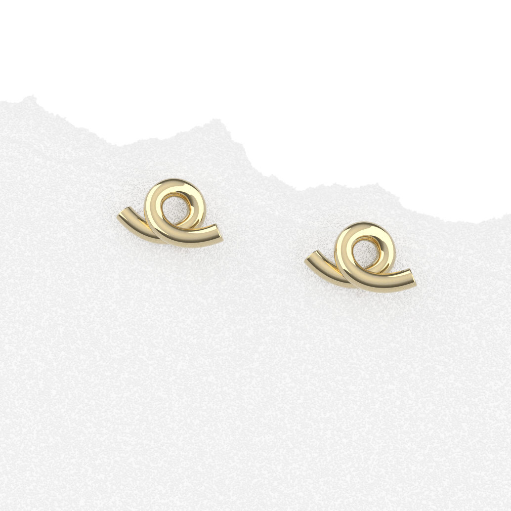 14K Yellow Gold Loopy Stud Earrings