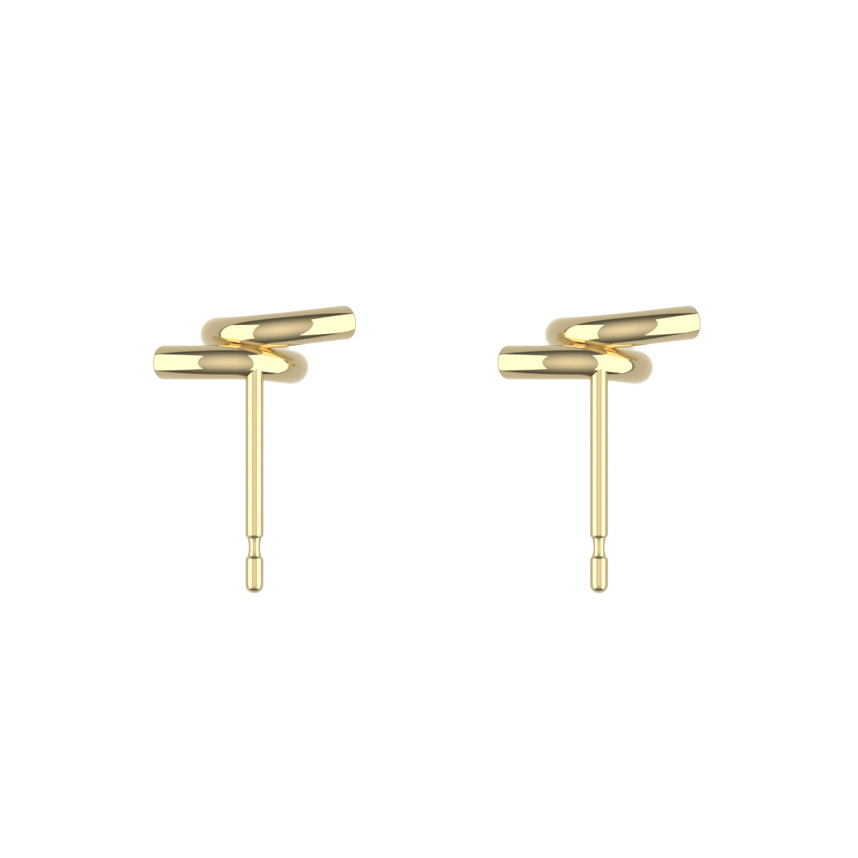 14K Yellow Gold Loopy Stud Earrings
