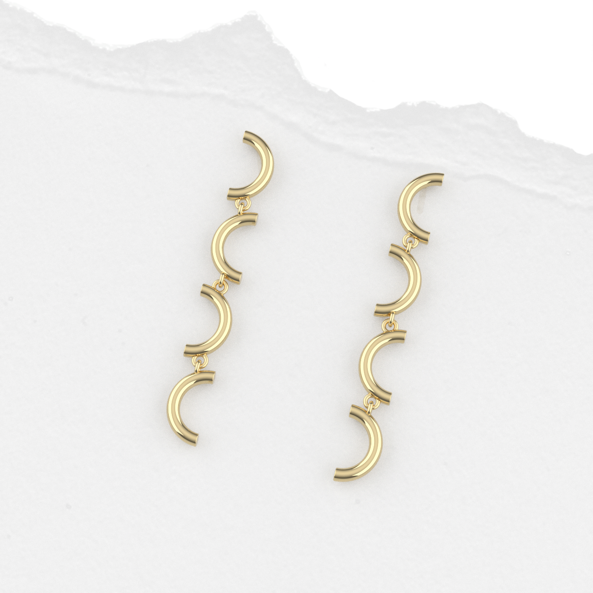 14K Yellow Gold Macaroni Dangle Earrings