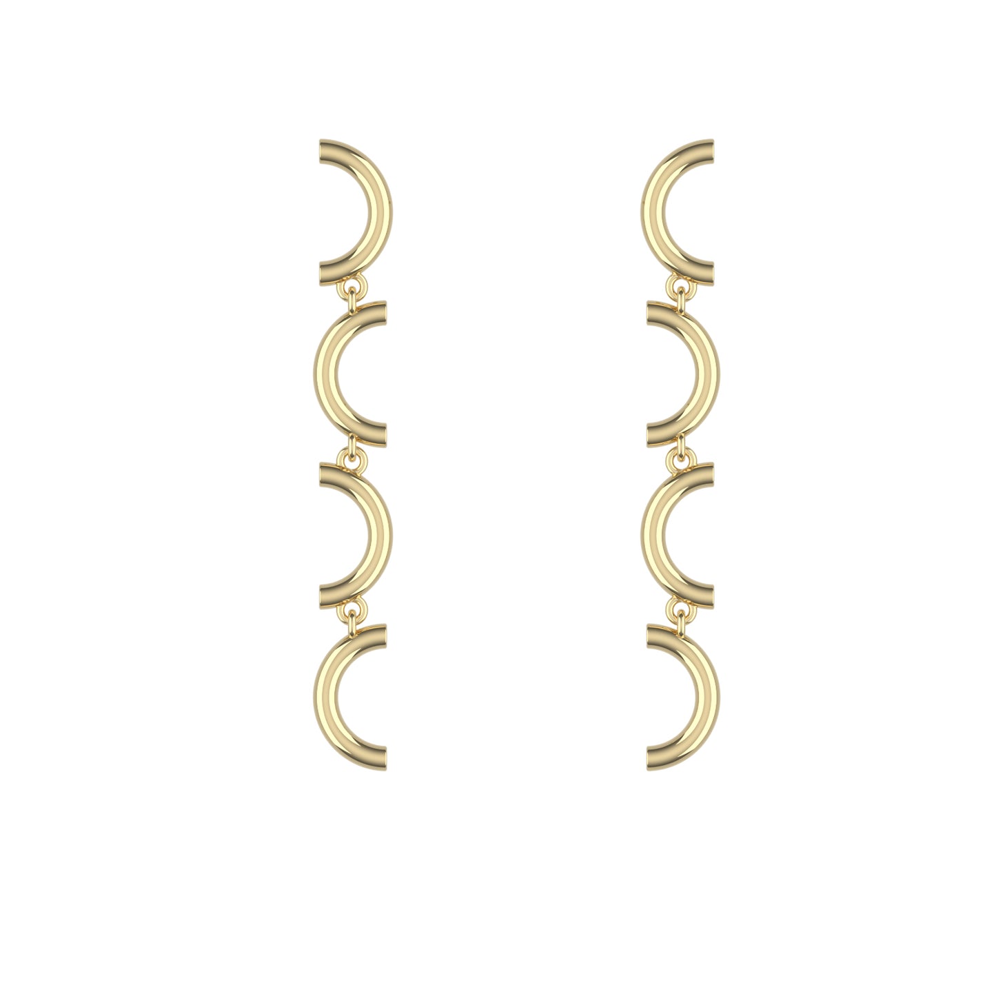 14K Yellow Gold Macaroni Dangle Earrings