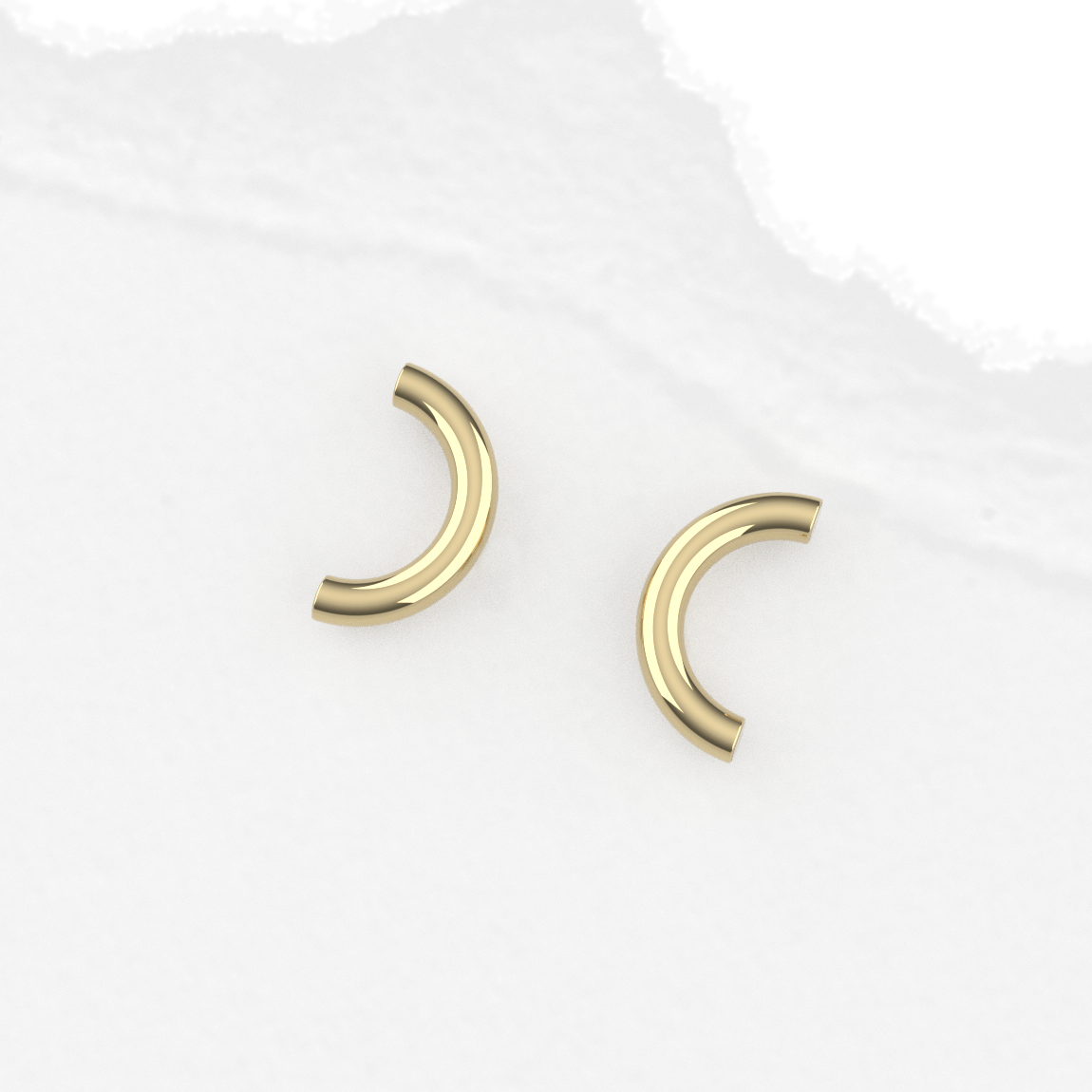 14K Yellow Gold Macaroni Stud Earrings