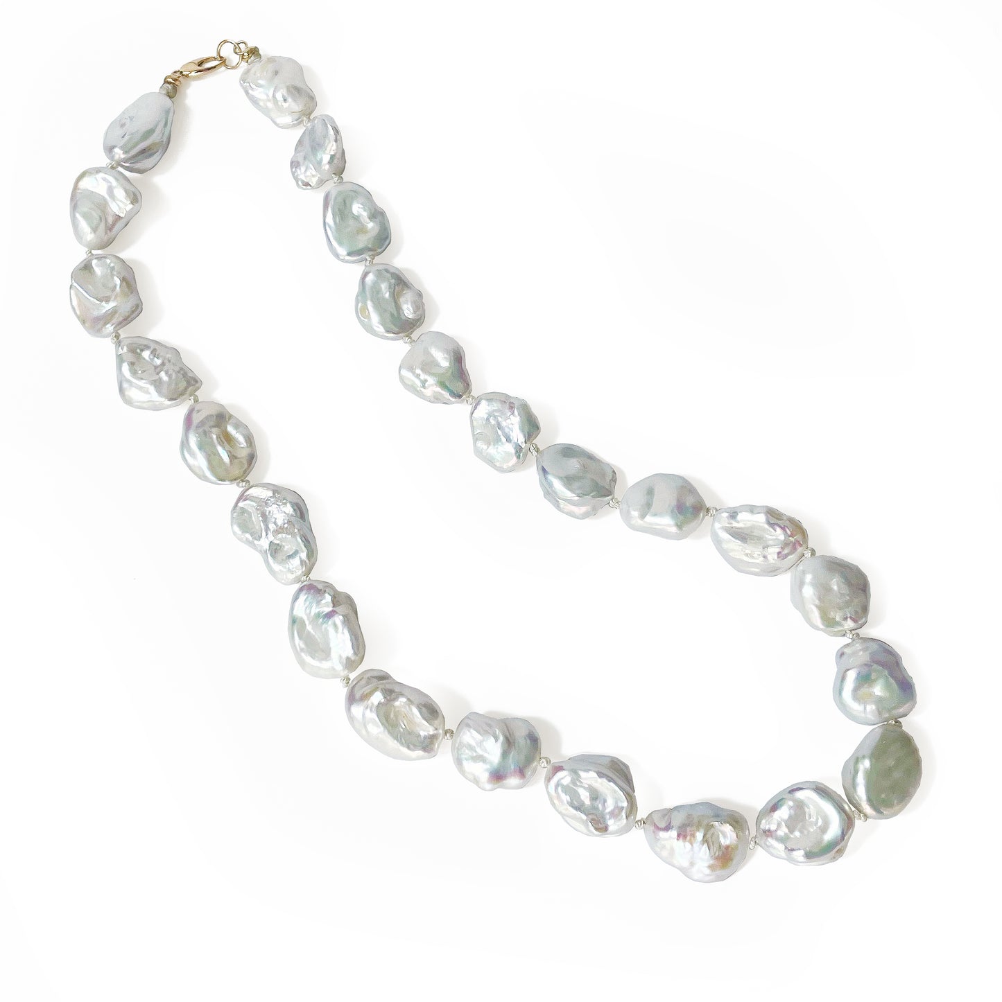 14K Yellow Gold Freshwater Keshi Pearl Knotted Necklace