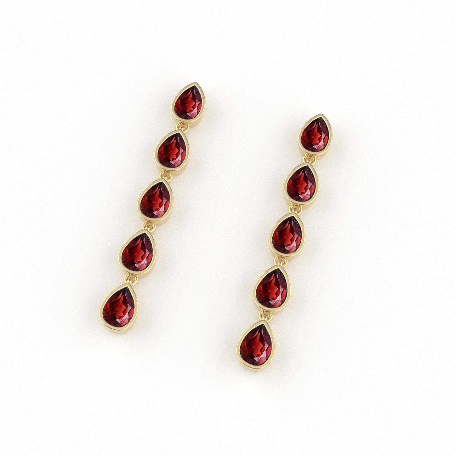 14K Yellow Gold Garnet Droplet Earrings