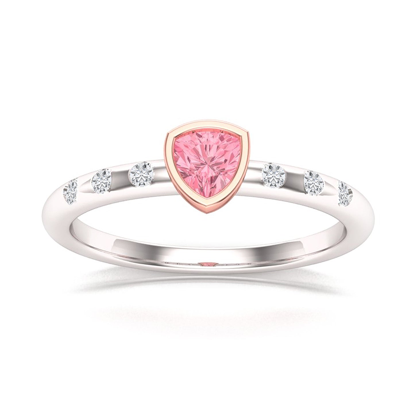 pink trillion cut tourmaline ring angle