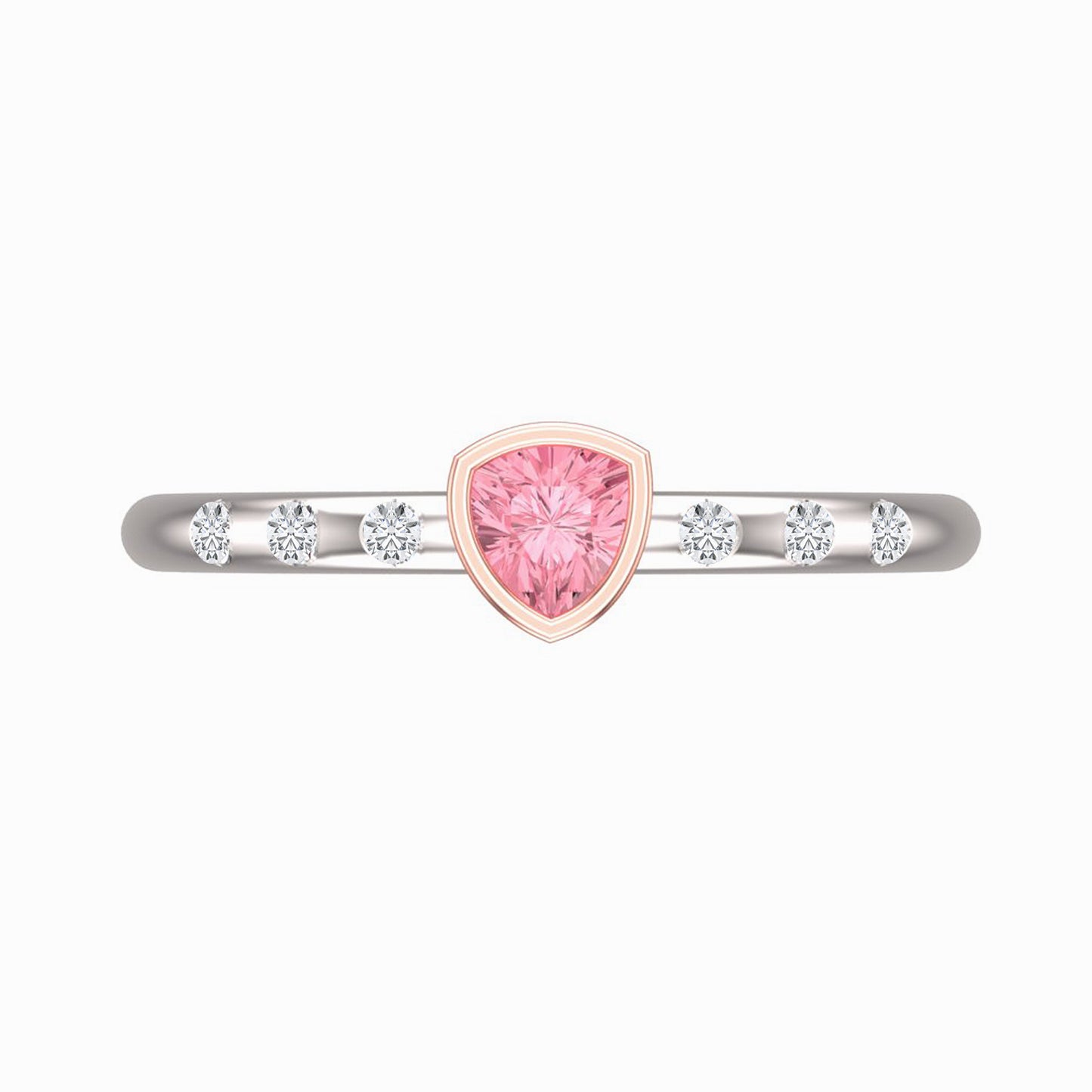 pink trillion cut tourmaline ring top