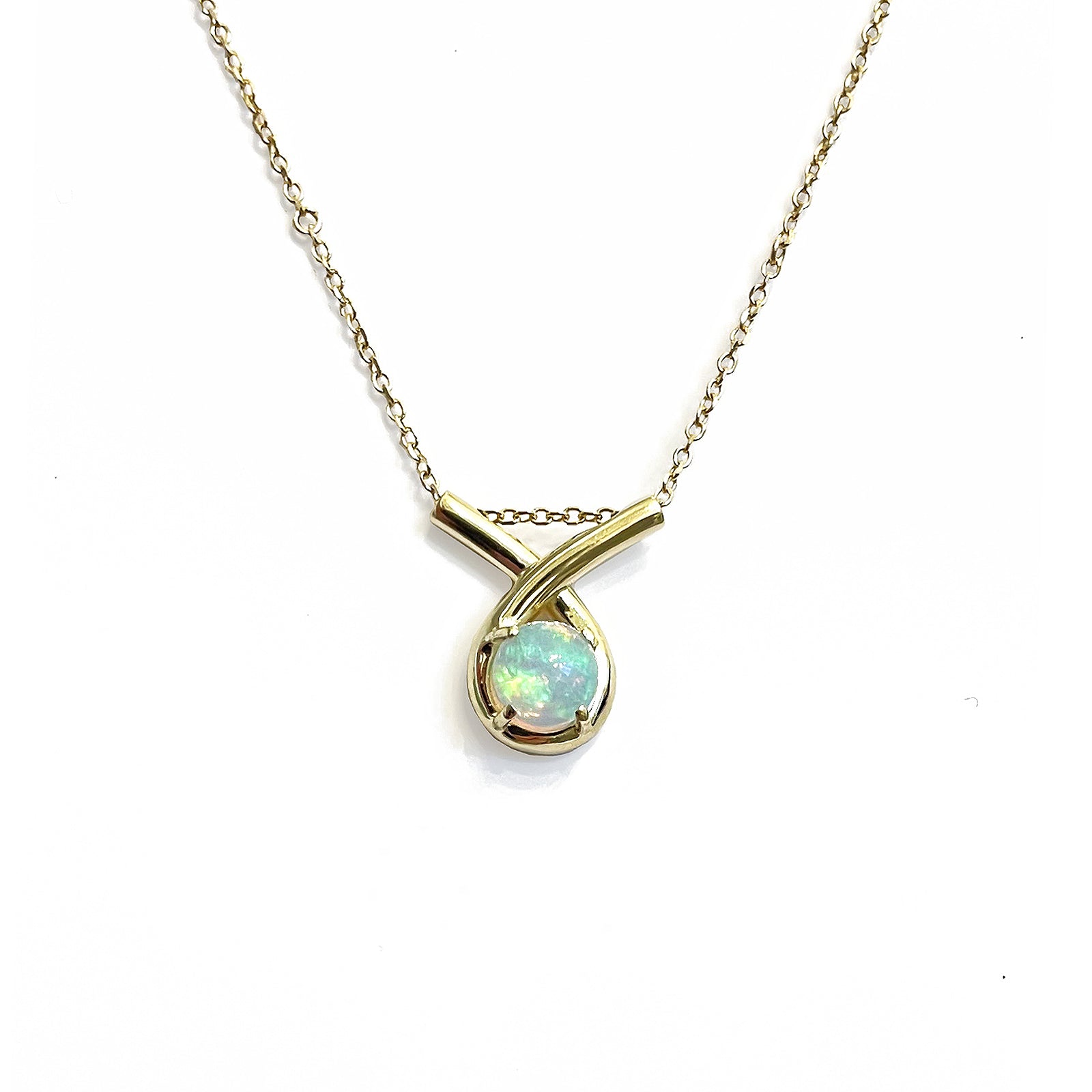 14K Yellow Gold Loopy Opal Necklace