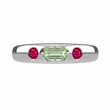 Arden Pinky Ring | Green Beryl & Ruby