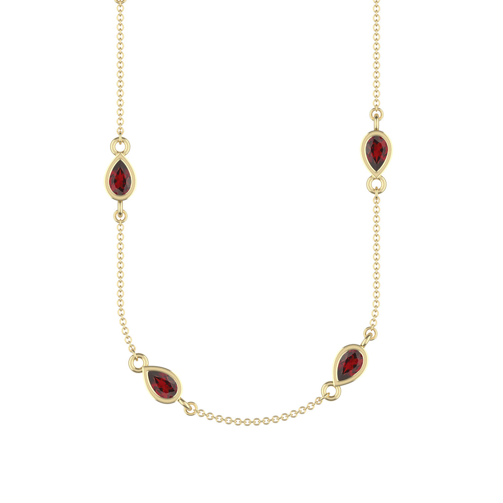 14K Yellow Gold Garnet Droplet Necklace