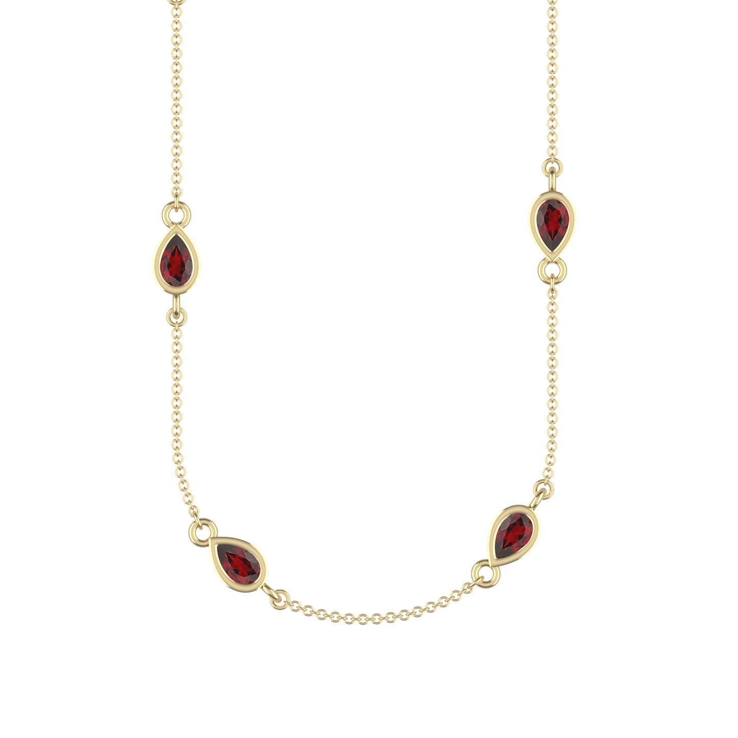 14K Yellow Gold Garnet Droplet Necklace
