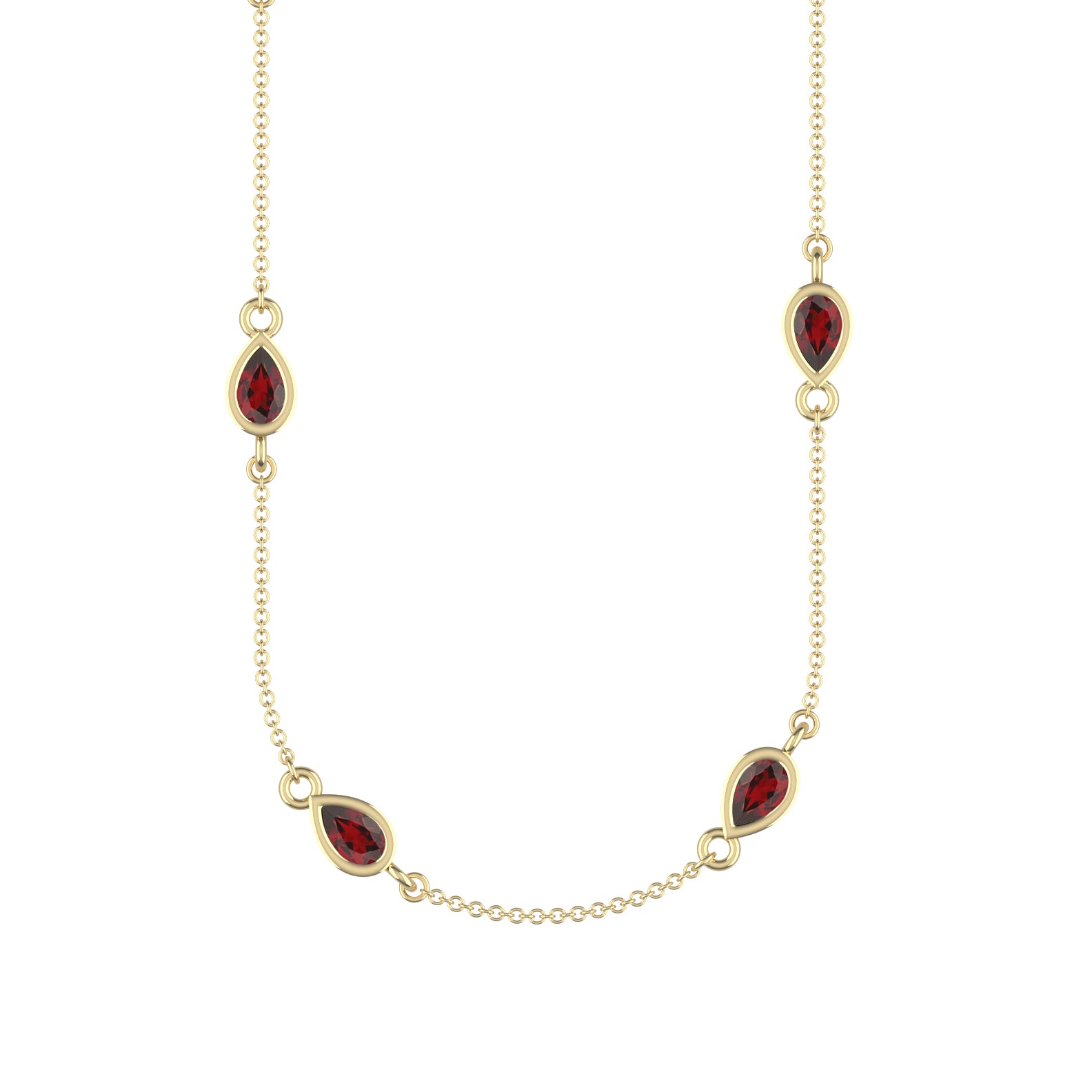14K Yellow Gold Garnet Droplet Necklace