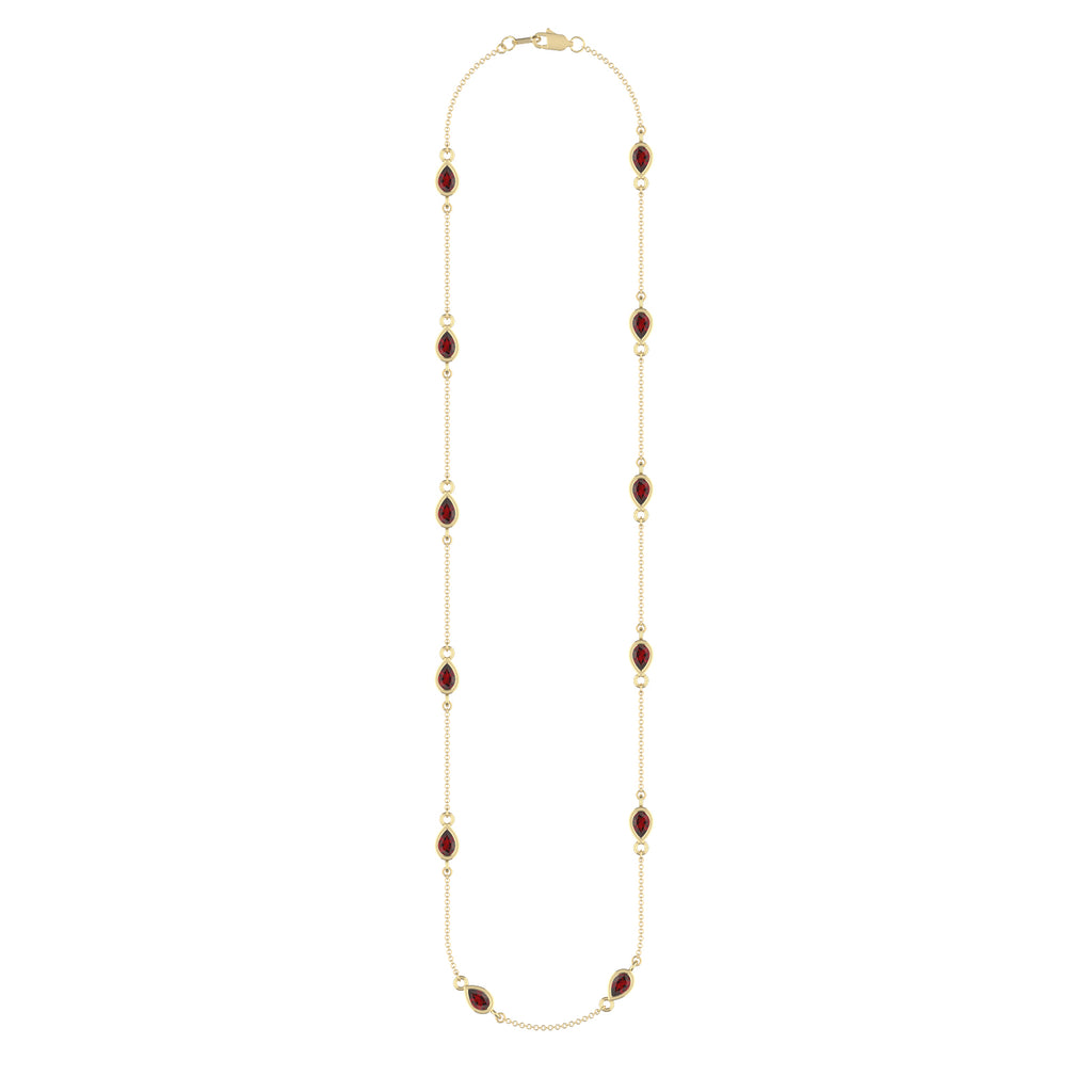 14K Yellow Gold Garnet Droplet Necklace