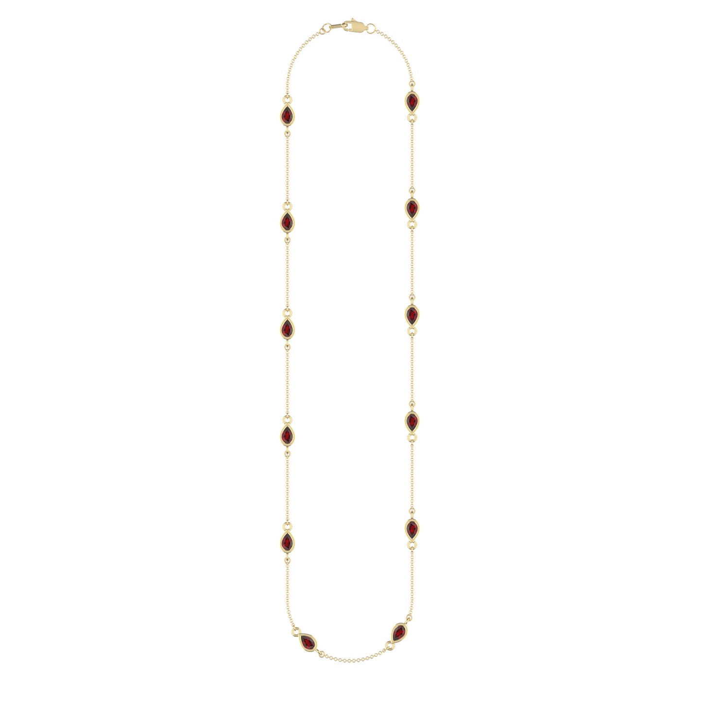 14K Yellow Gold Garnet Droplet Necklace