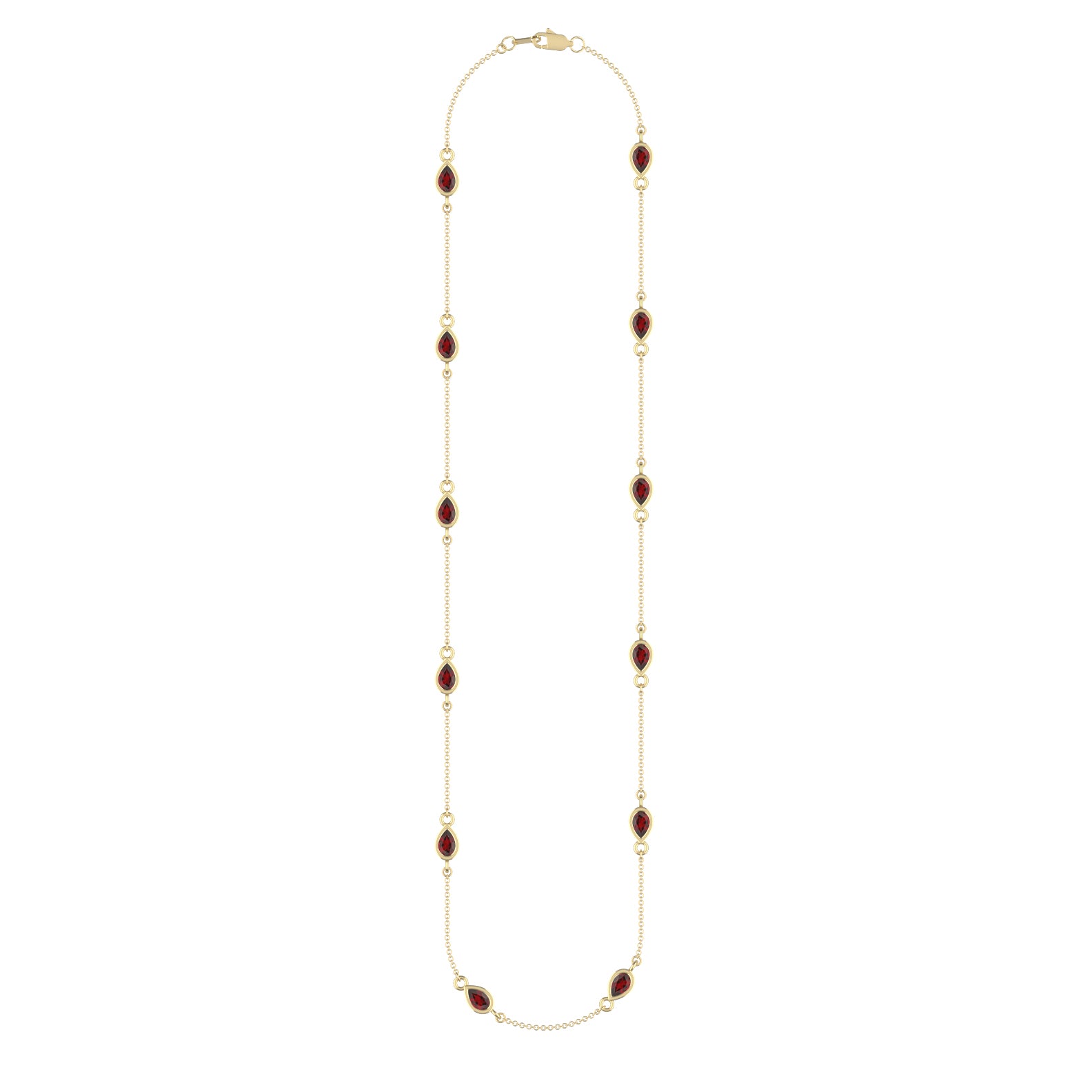 14K Yellow Gold Garnet Droplet Necklace