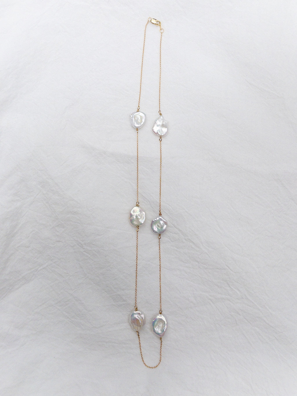 14K Yellow Gold Freshwater Keshi Pearl Necklace
