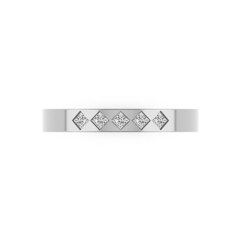 14K White Gold Five Stone Princess Cut Diamond Band
