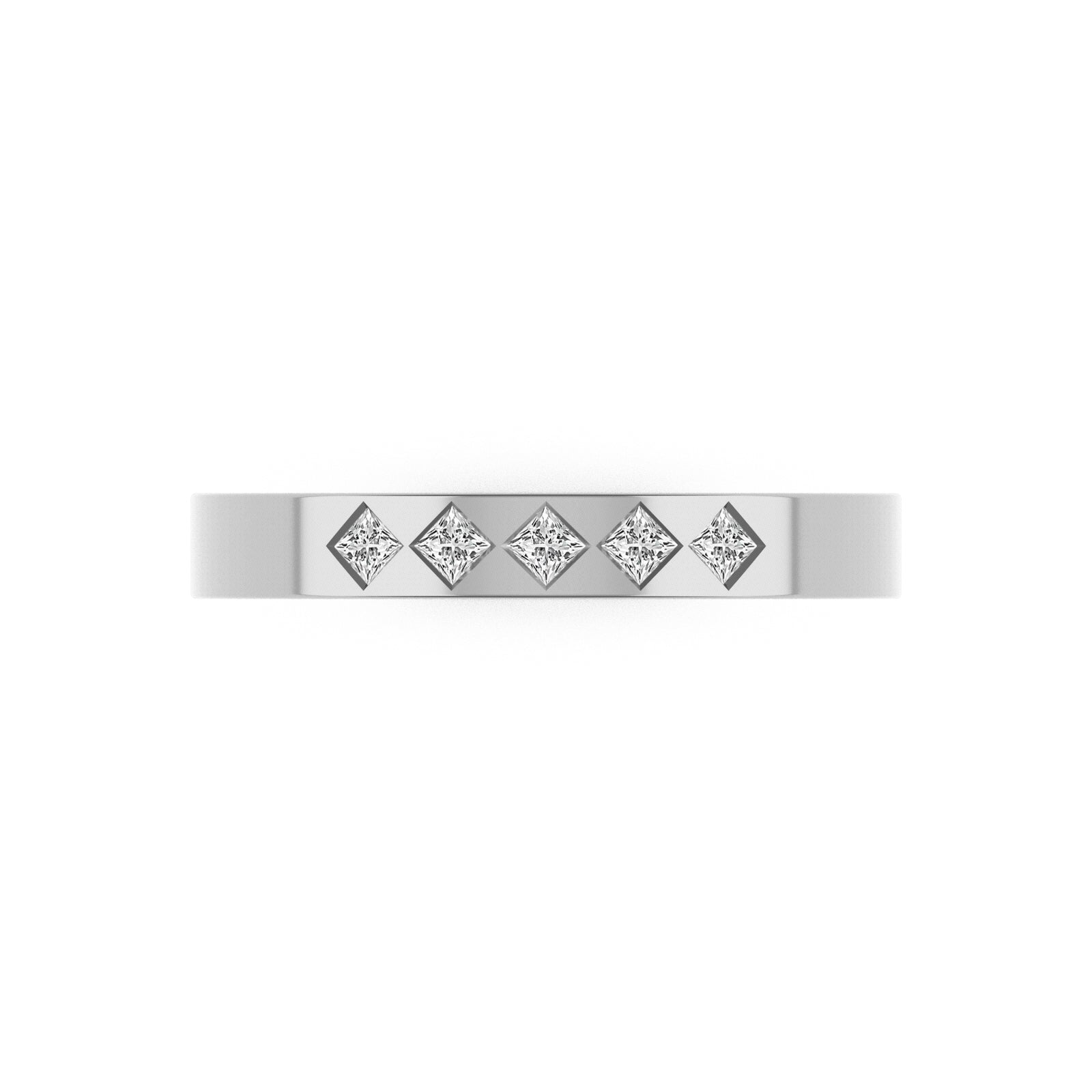 14K White Gold Five Stone Princess Cut Diamond Band