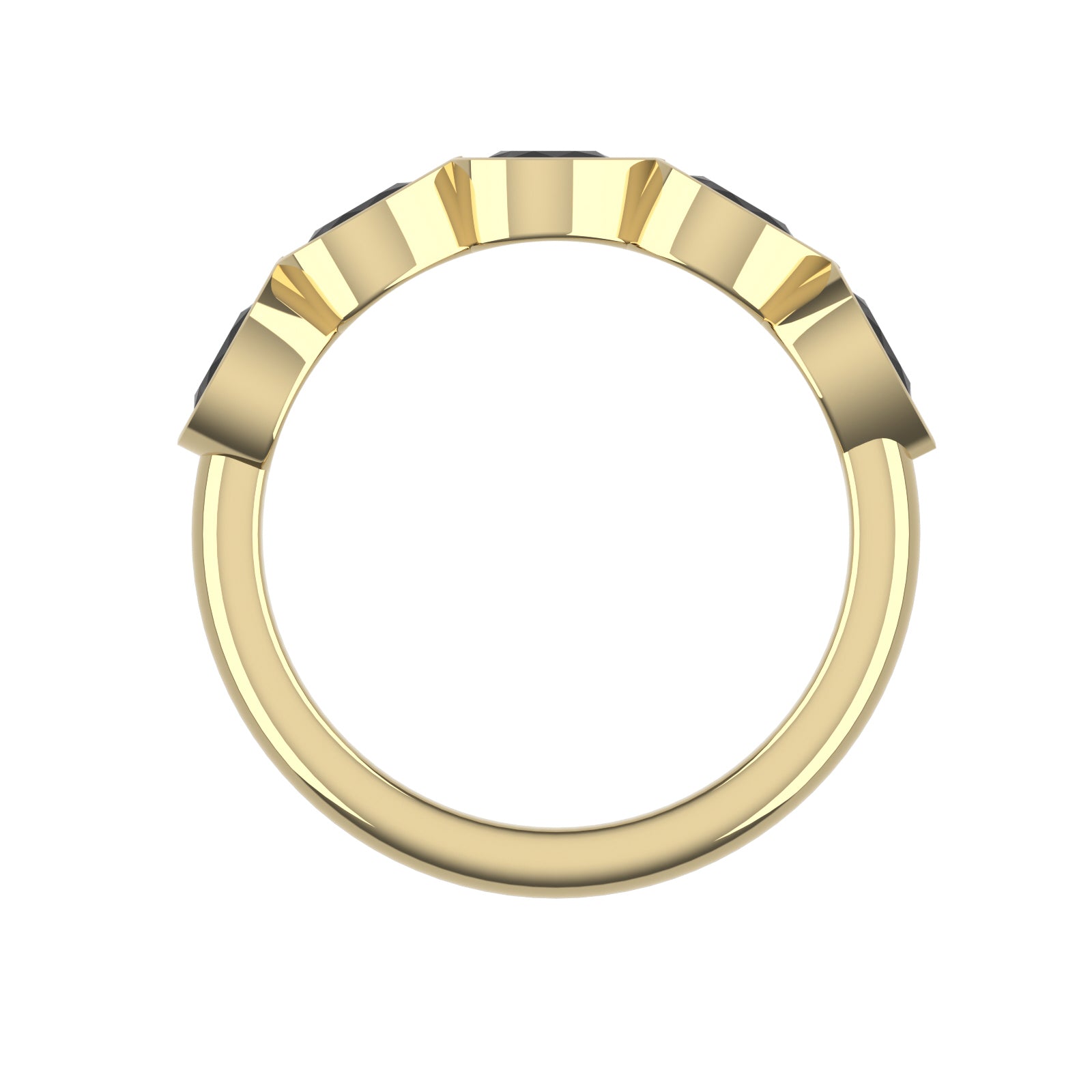 14K Yellow Gold Garnet Droplet Band