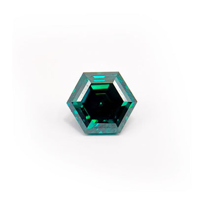 Hexagon Cut Teal Green Moissanite for Custom Work