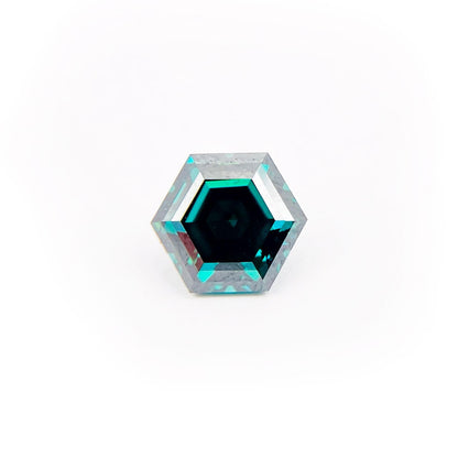 Hexagon Cut Teal Green Moissanite for Custom Work