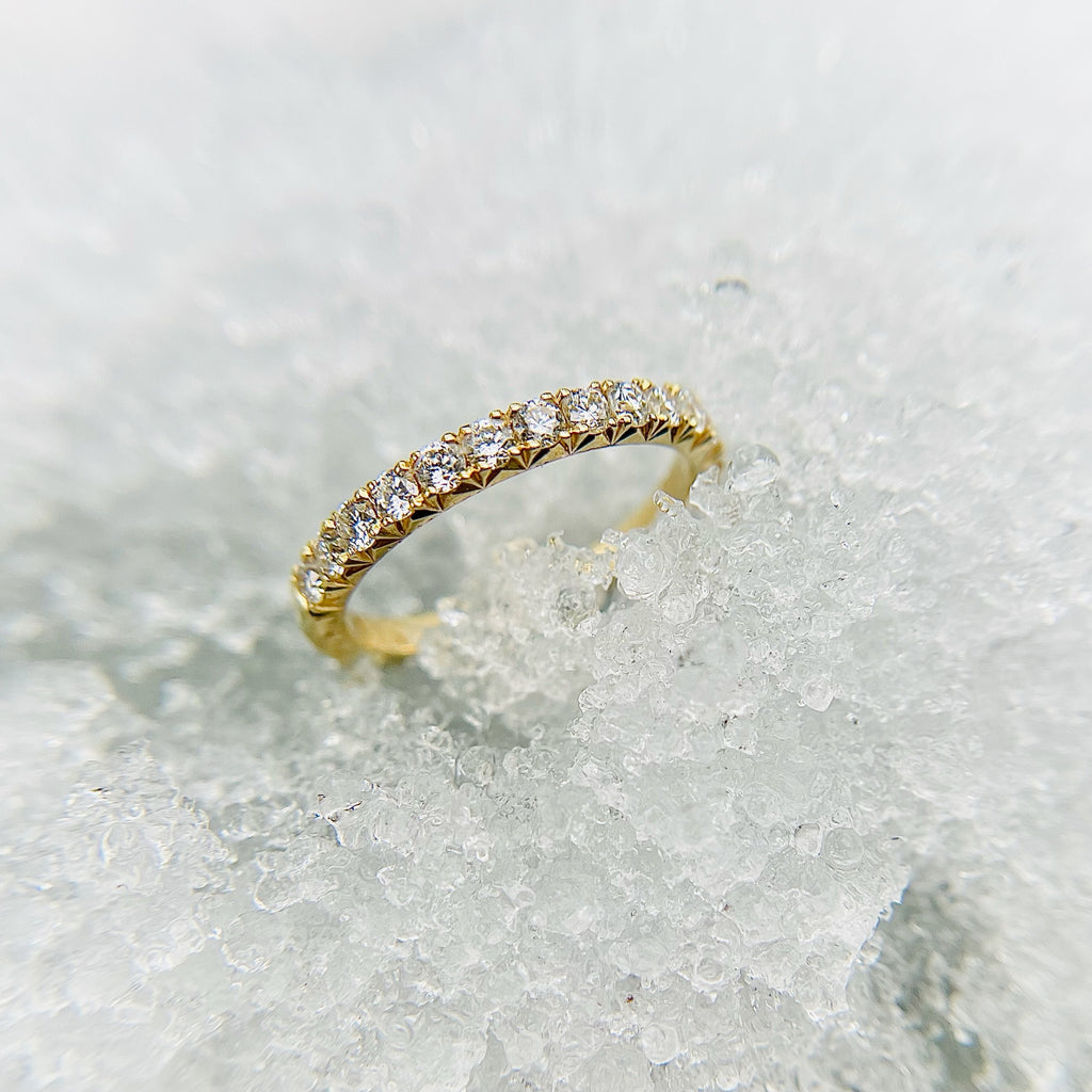 18K Yellow Gold Handcrafted Diamond Band