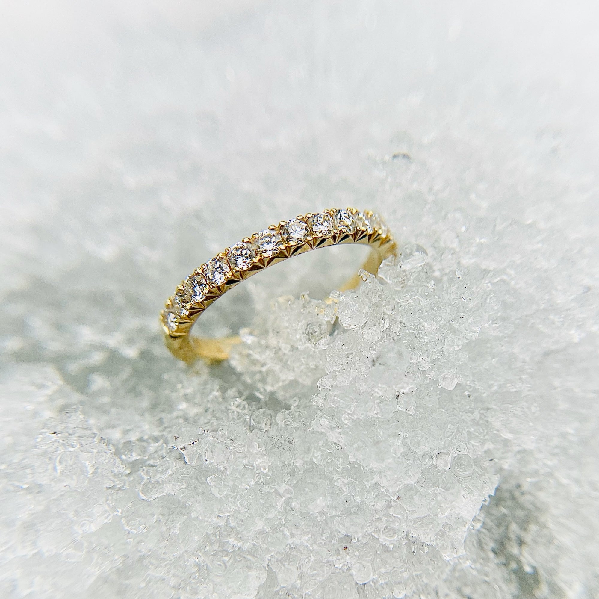 18K Yellow Gold Handcrafted Diamond Band