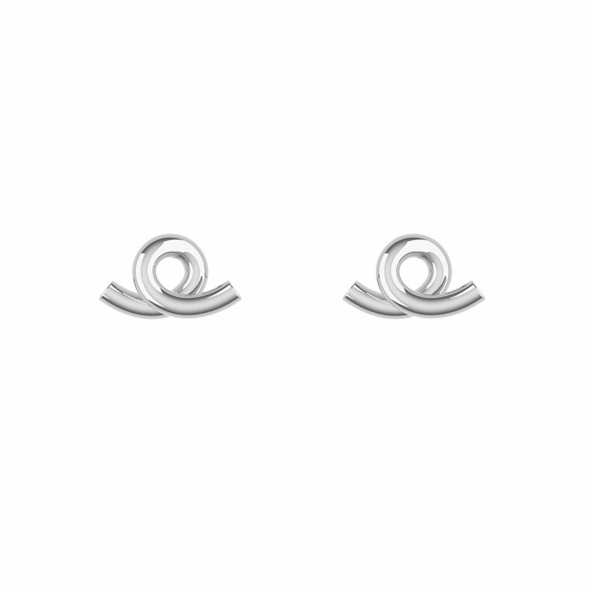 14K White Gold Loopy Stud Earrings