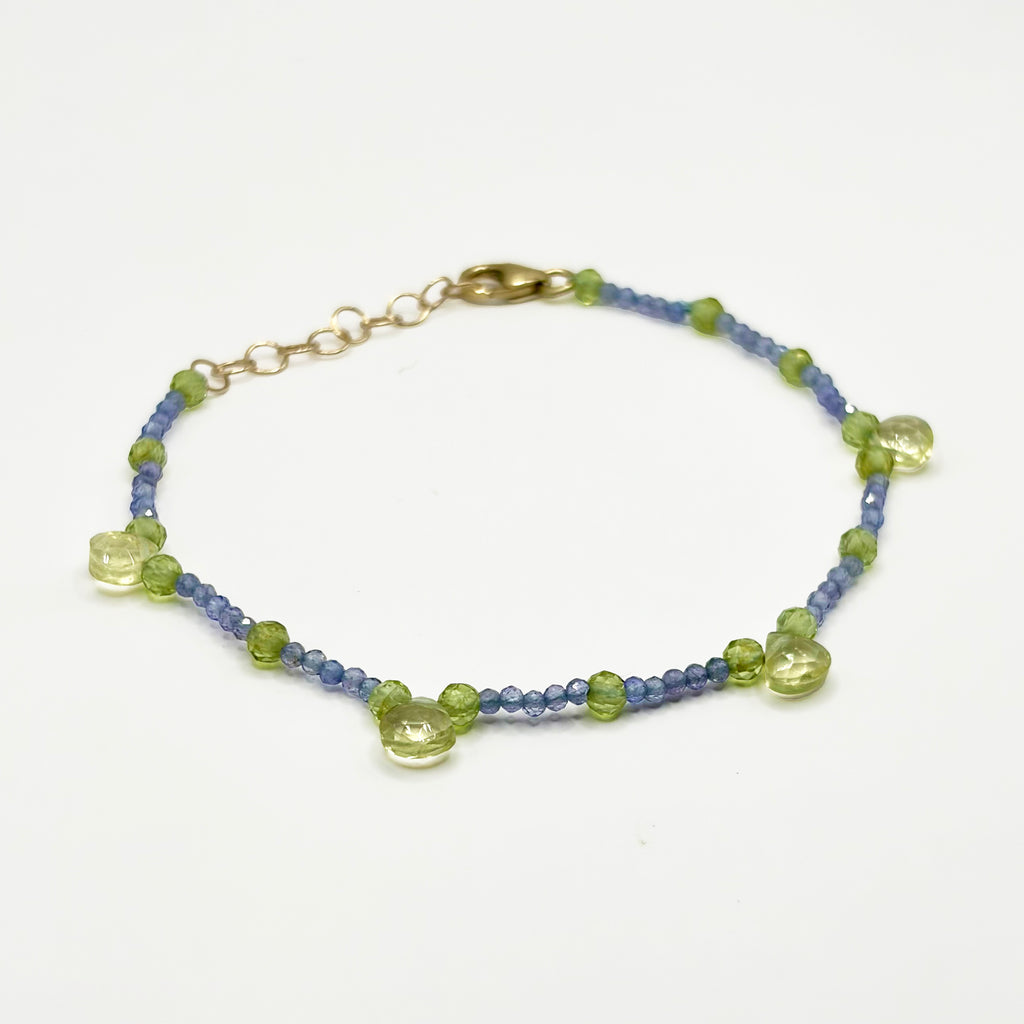 Starlit Periwinkle Bracelet | Tanzanite, Peridot & Lemon Quartz
