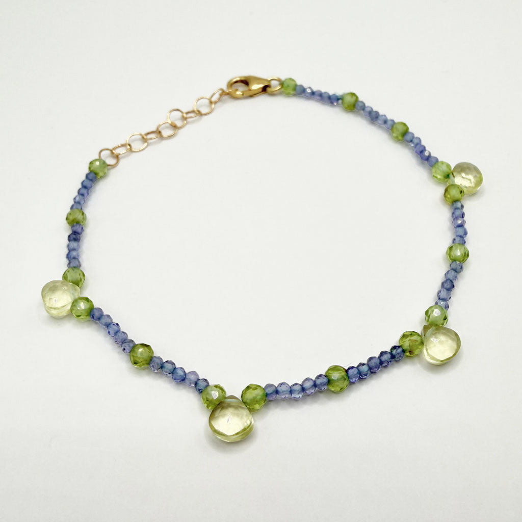 Starlit Periwinkle Bracelet | Tanzanite, Peridot & Lemon Quartz