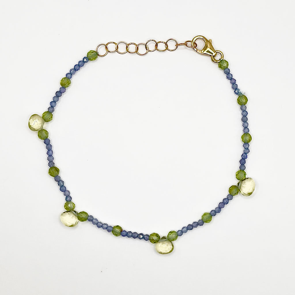 Starlit Periwinkle Bracelet | Tanzanite, Peridot & Lemon Quartz