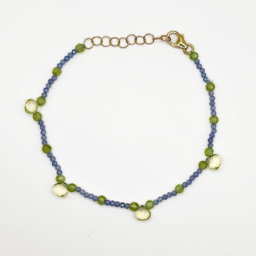 Starlit Periwinkle Bracelet | Tanzanite, Peridot & Lemon Quartz