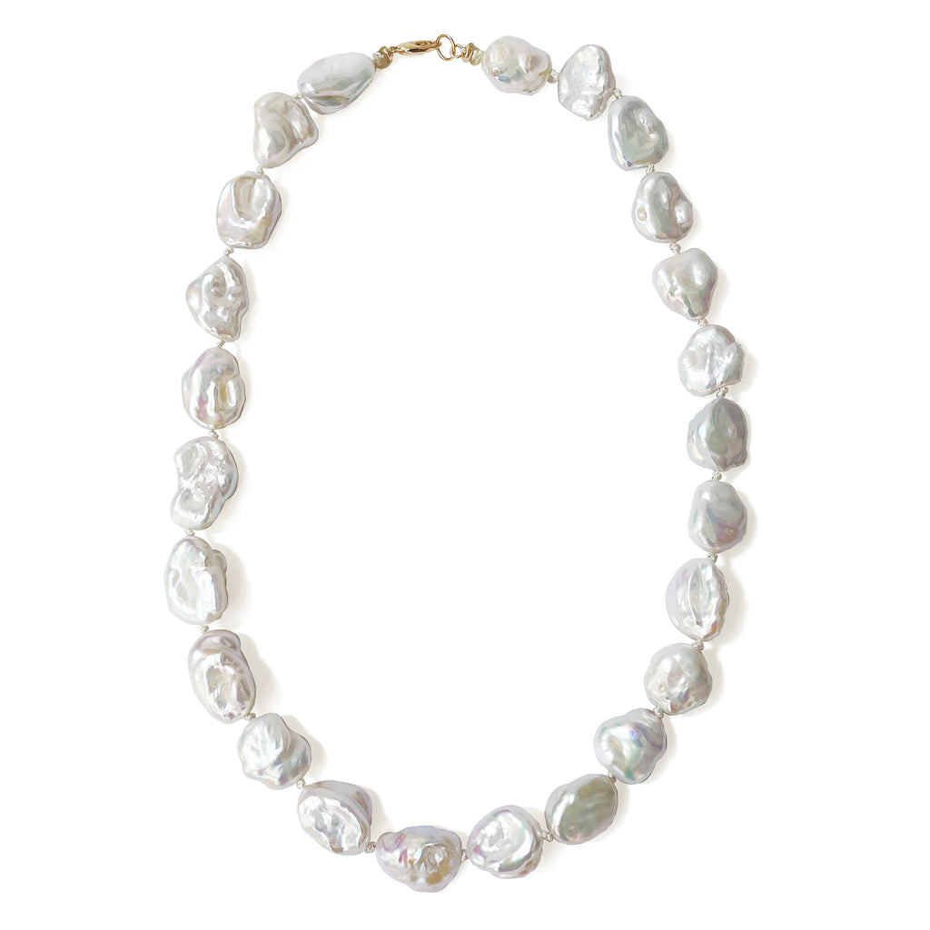 14K Yellow Gold Freshwater Keshi Pearl Knotted Necklace