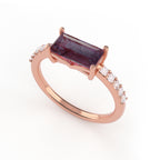 10K Rose Gold Super Seven Amethyst & Diamond Ring