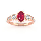 14K Rose Gold Lab Ruby and Diamond Band