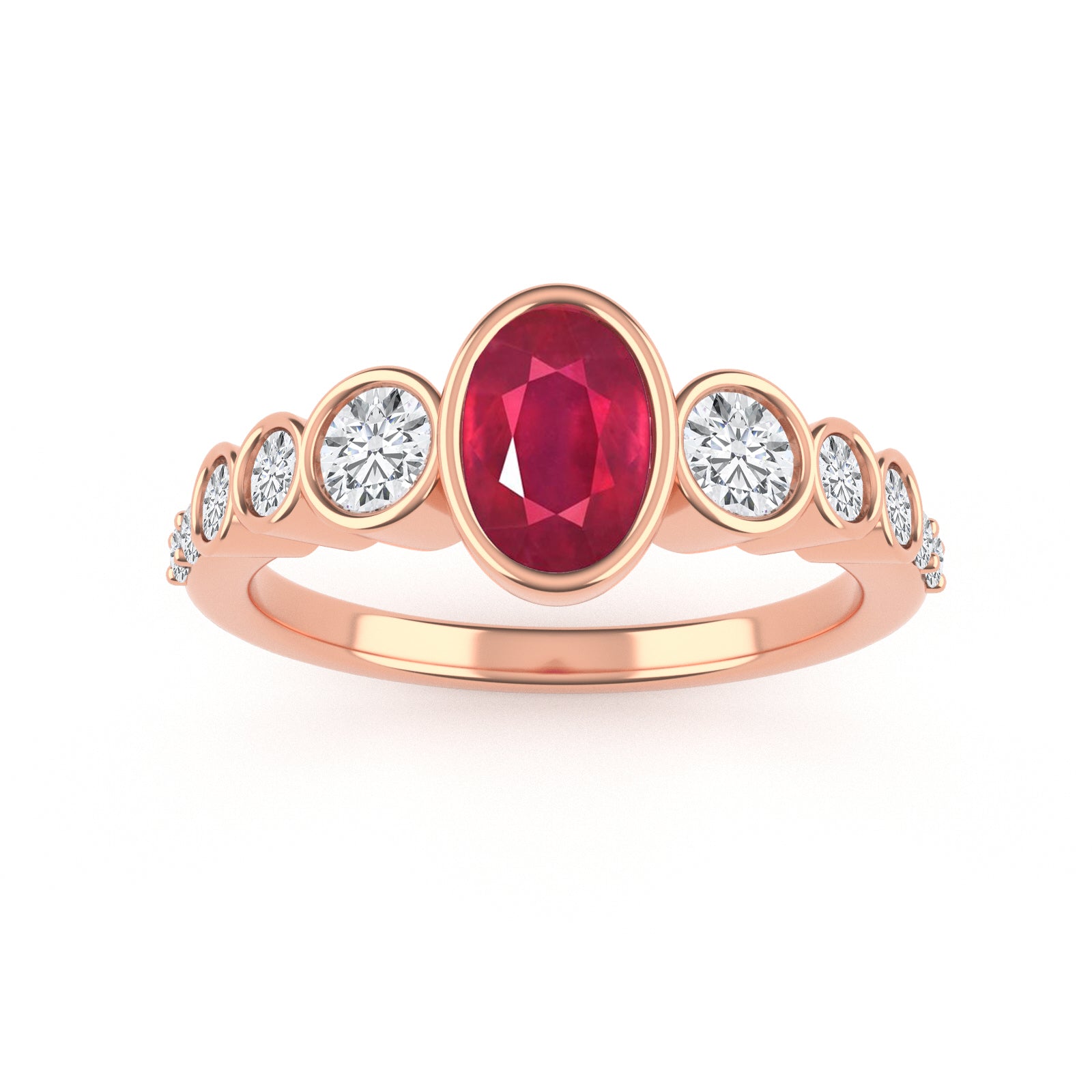 14K Rose Gold Lab Ruby and Diamond Band