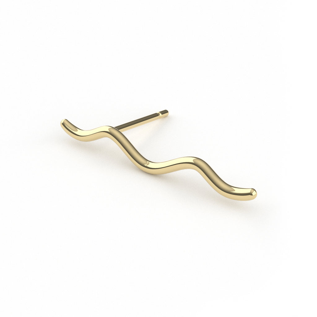14K Yellow Gold Squiggle Ear Climber