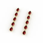 14K Yellow Gold Garnet Droplet Dangle Earrings