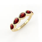 14K Yellow Gold Garnet Droplet Band