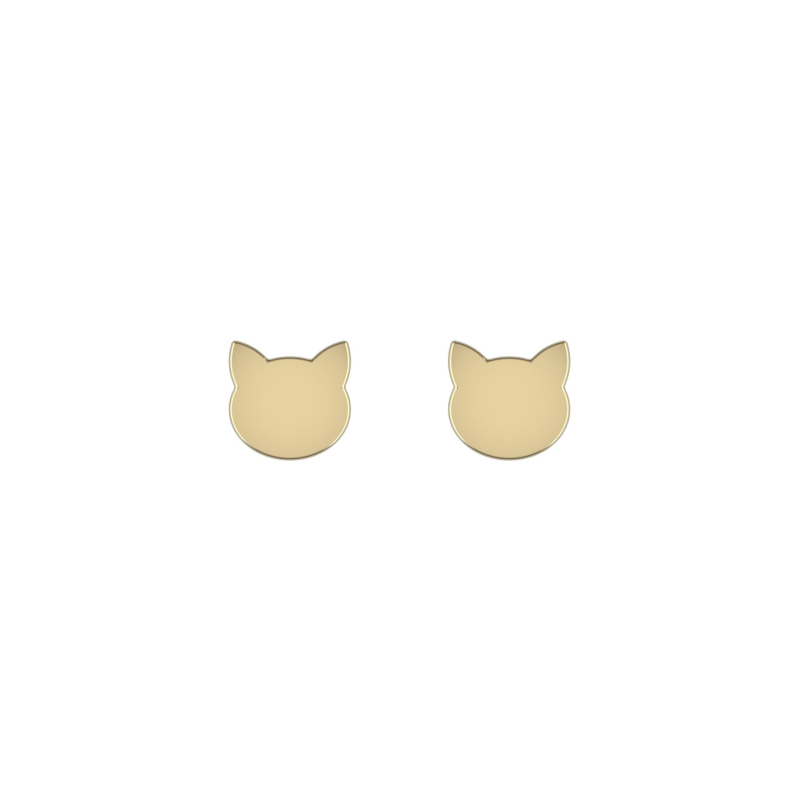 14K Yellow Gold Cat Stud Earrings