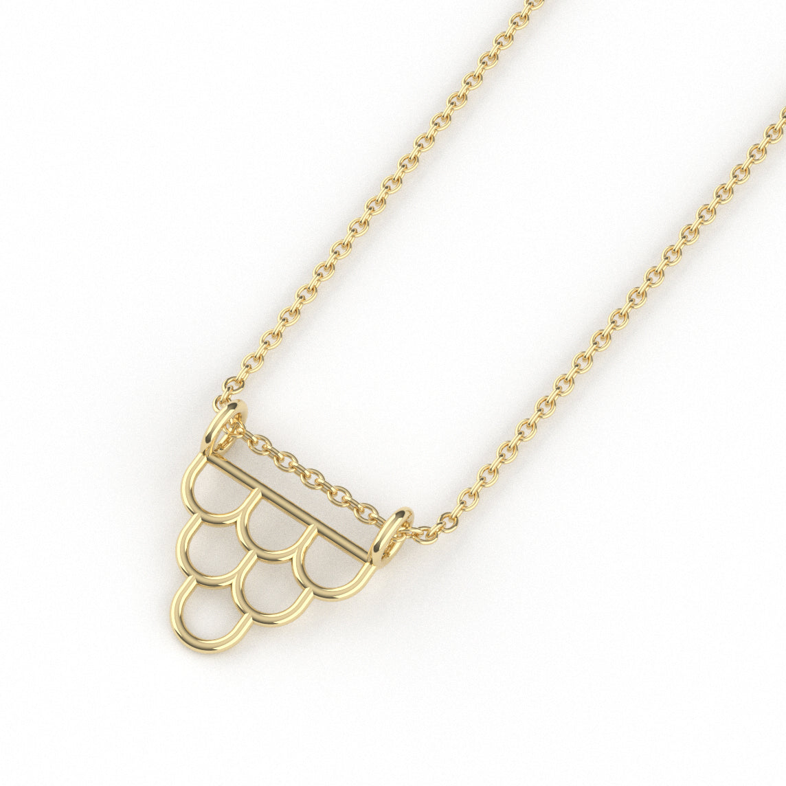 14K Yellow Gold Fish Scales Necklace