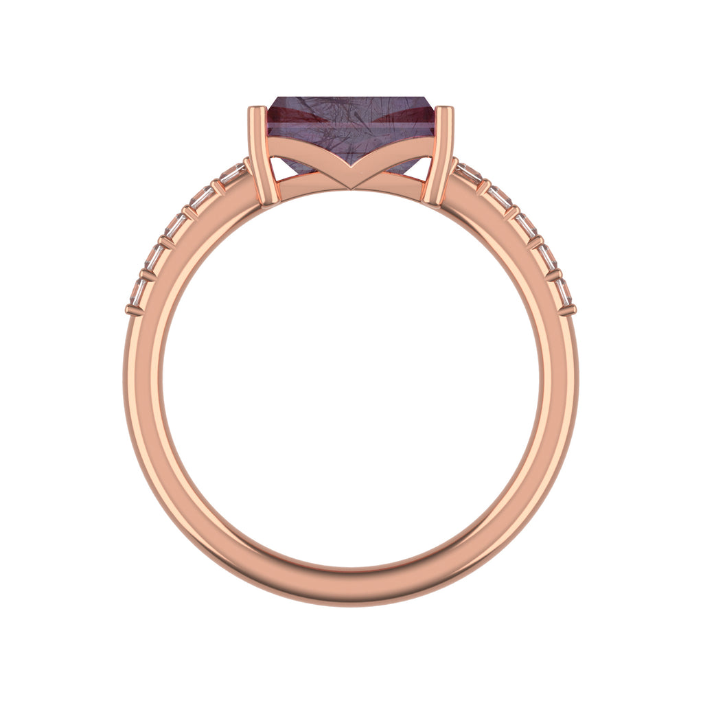 10K Rose Gold Super Seven Amethyst & Diamond Ring