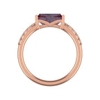 10K Rose Gold Super Seven Amethyst & Diamond Ring