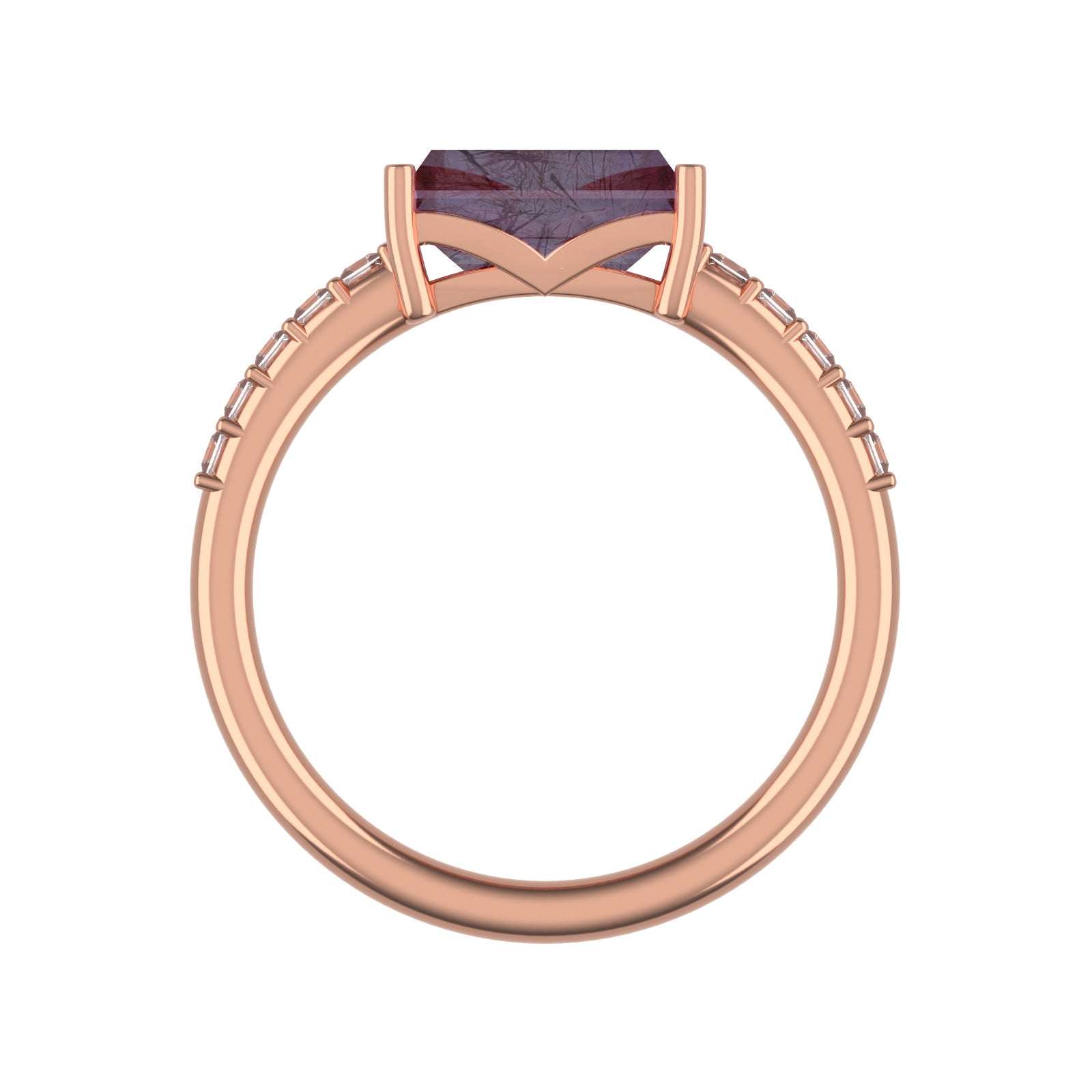 10K Rose Gold Super Seven Amethyst & Diamond Ring