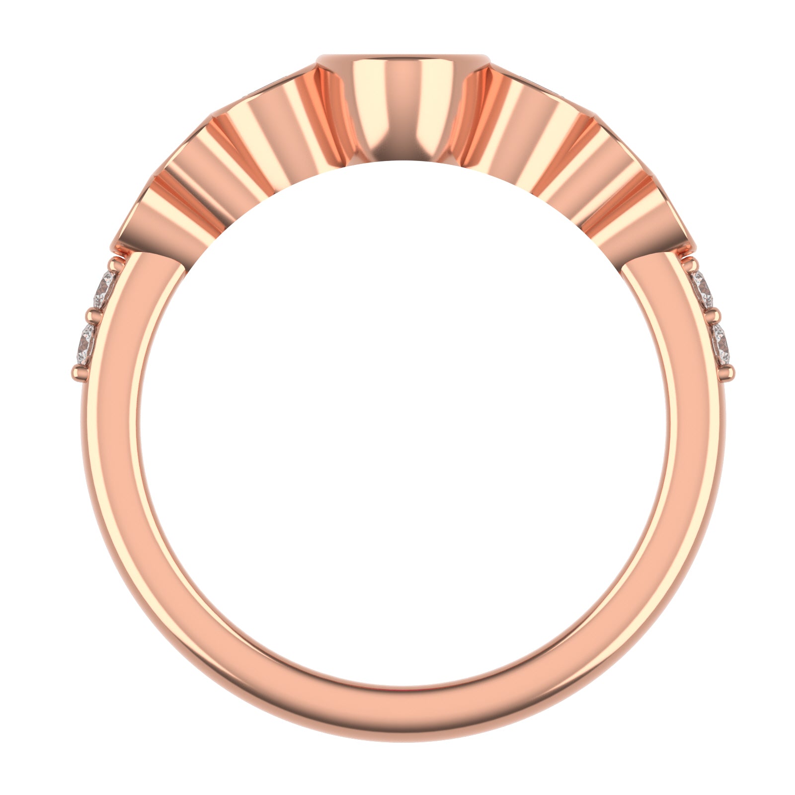 14K Rose Gold Lab Ruby and Diamond Band