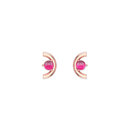 Arc Stud Earrings | Rhodolite Garnet