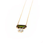 14K Yellow Gold Green Gemstone Necklace