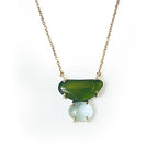 14K Yellow Gold Green Gemstone Necklace