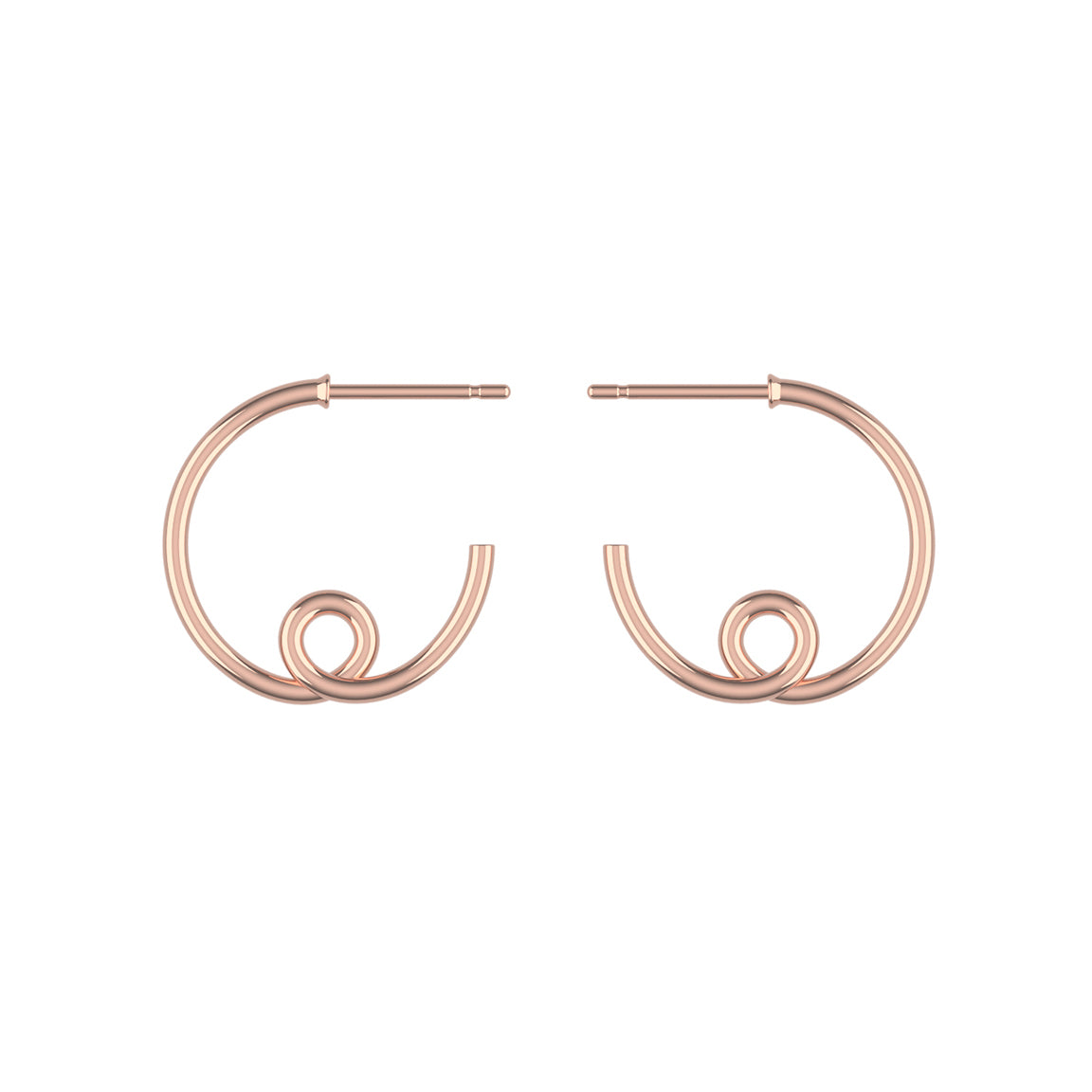 Large 14k rose gold loopy hoop earrings on a white background