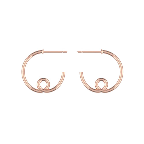 Large 14k rose gold loopy hoop earrings on a white background
